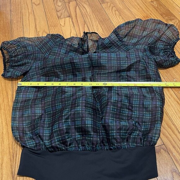 Cami NYC NWT Bethany Sheer Bodysuit in Green Blue Scotch‎ Plaid Size Large - Picture 6 of 7